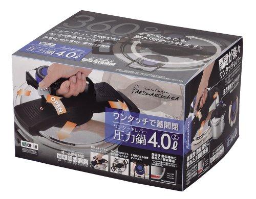 Pearl Metal Pressure Cooker, 4.0L, IH Compatible, Triple-Layer Bottom, One-Touch Lever, H-5388