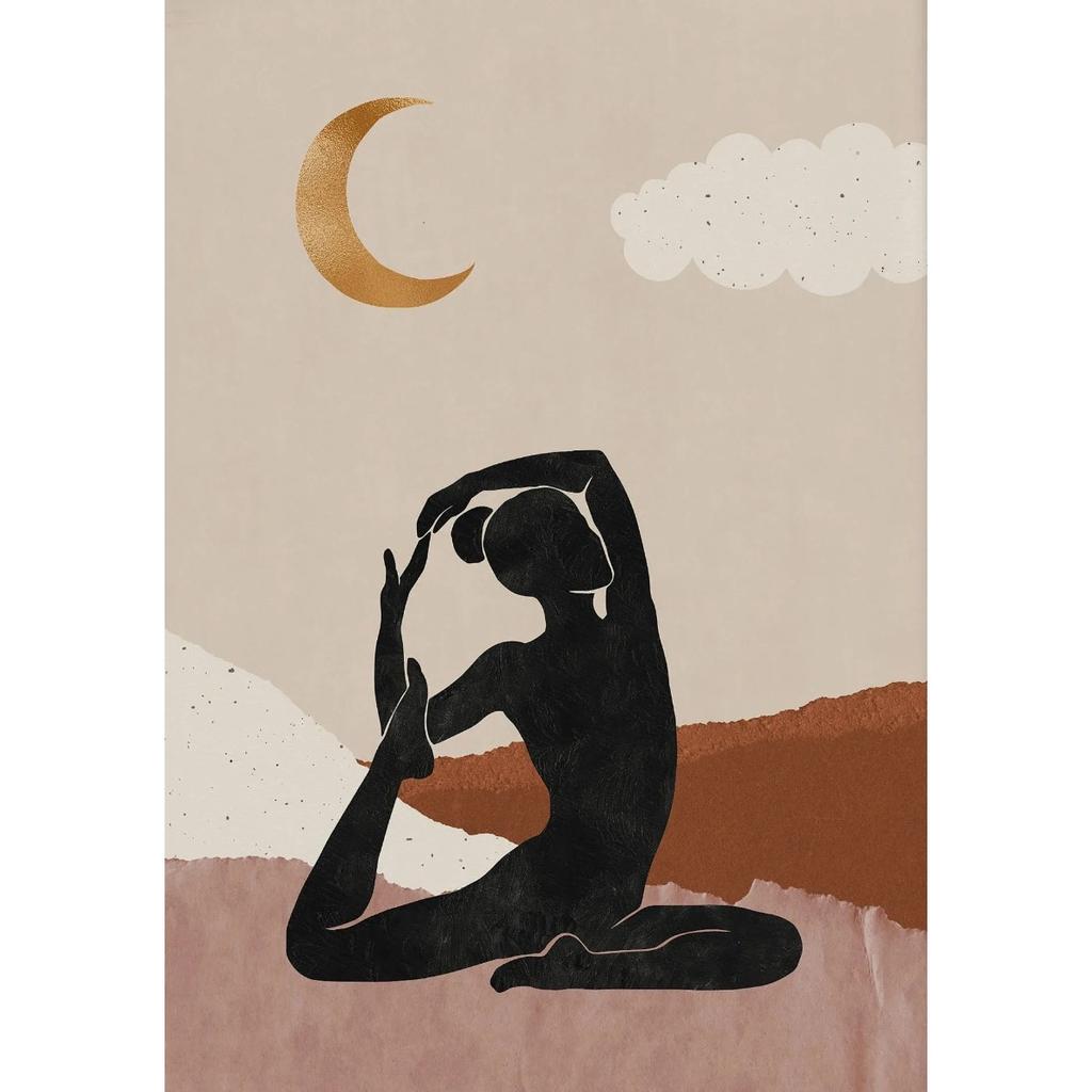 Позы любителя йоги Различные профессиональные движения Кофе Кот Постер Принт Настенное искусство Картины Холст Живопись Комната Домашний декор