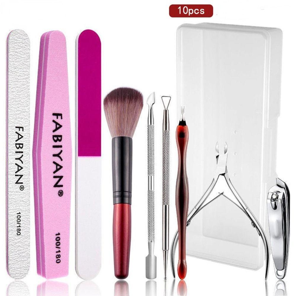 Pusher Nail Remover Manicure Tools Set Stainless Steel Dead Skin Scissors Nail File Polishing