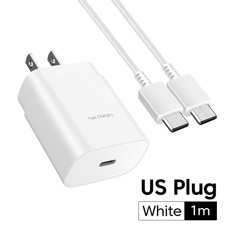 Зарядное устройство USB-C/Type C мощностью 25 Вт для Samsung Galaxy S24 S23 S22 S21 S20 Note10 20 a34 a54 A13 A14 A71 A80 S8 S10, кабель для быстрой зарядки с USB C на Type C
