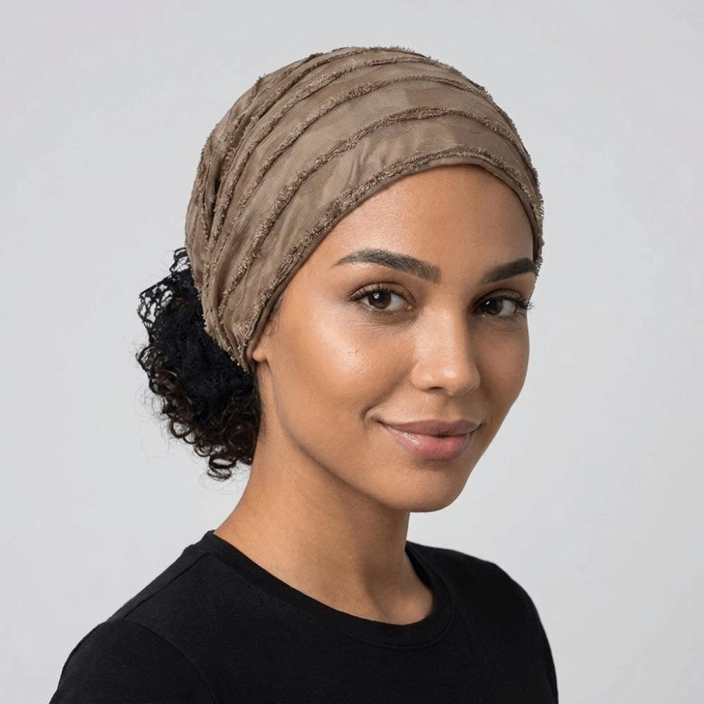Breathable Elastic Curly Hair Hat Polyester Elderly Beauty Cap Fashion Lace Curling Hat Headgear