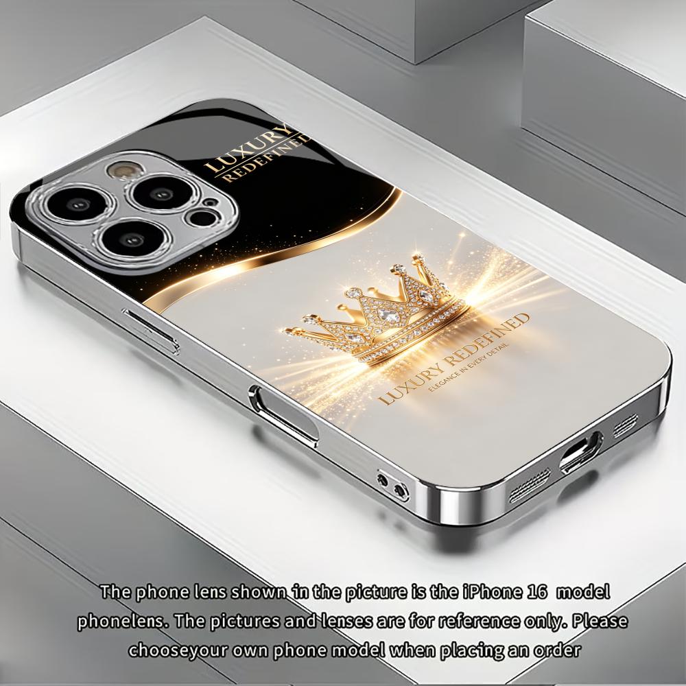 Простой Чехол-Корона в Роскошном Стиле для funda iphone для iphone 17 pro max чехол стекло для iPhone 17 16 15 14 13pm Pro Plus