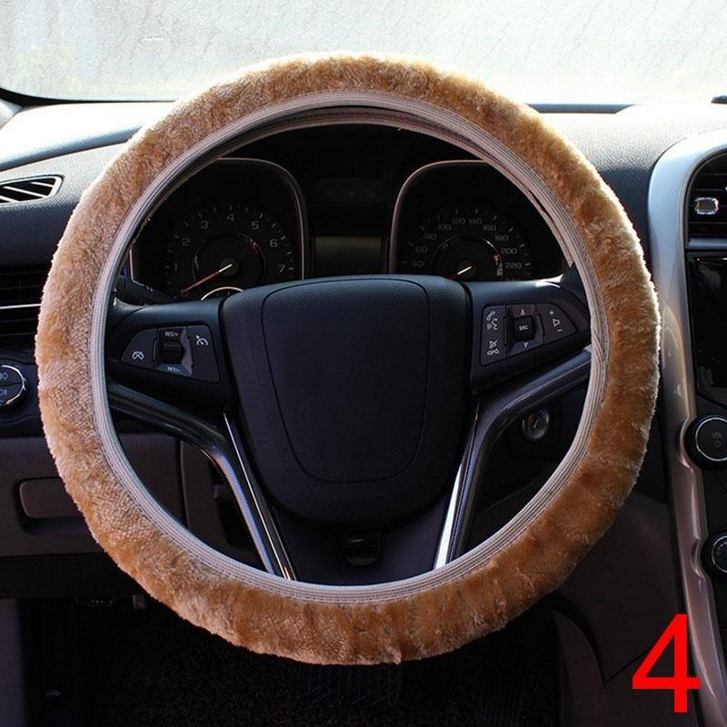 Зимний плюшевый чехол на руль, автомобильный аксессуар, ручки, авто, одноцветный чехол