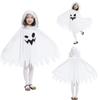 Забавный плащ-накидка с капюшоном в виде привидения Белое перо Детский костюм для вечеринки Крутой костюм для Хэллоуина для детей Подарок