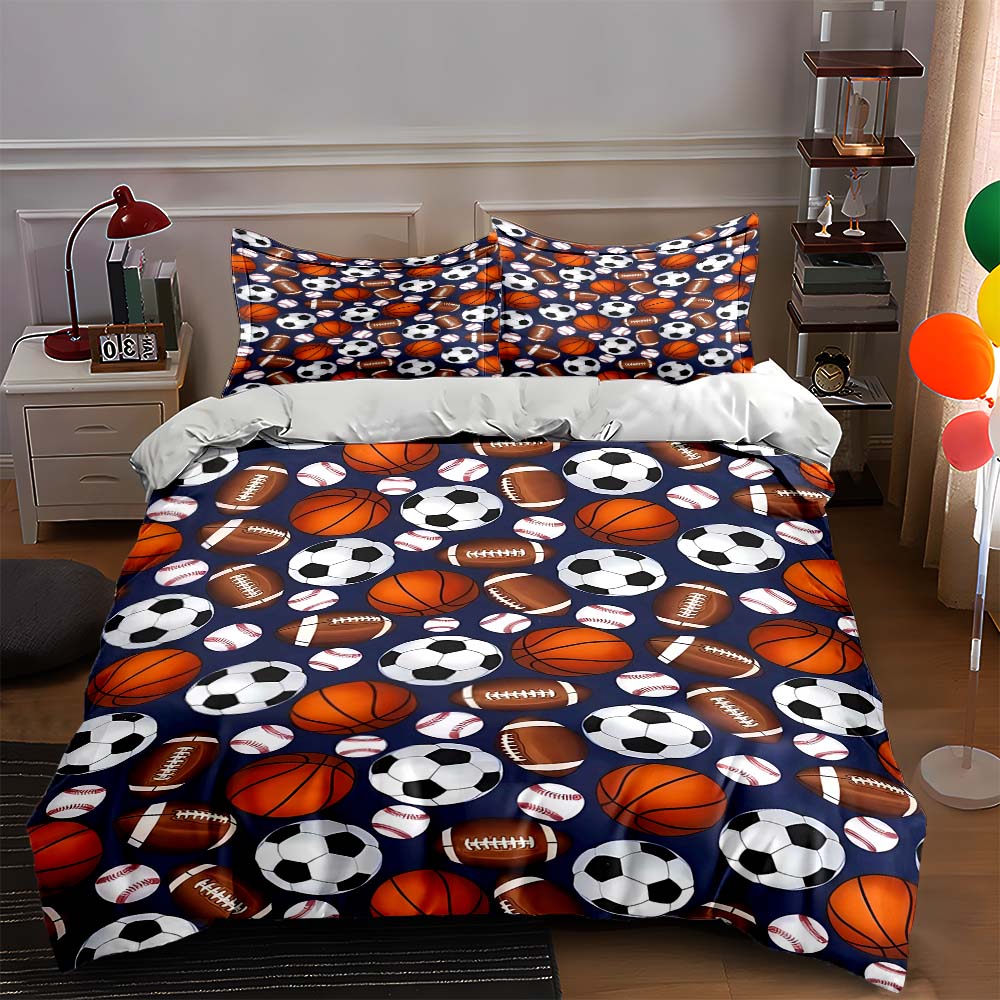 Sports ball pattern Bedding Duvet cover sets Duvet covers Pillowcases gifts (1 * Duvet Cover 2 * Pillowcases, without duvet insert)