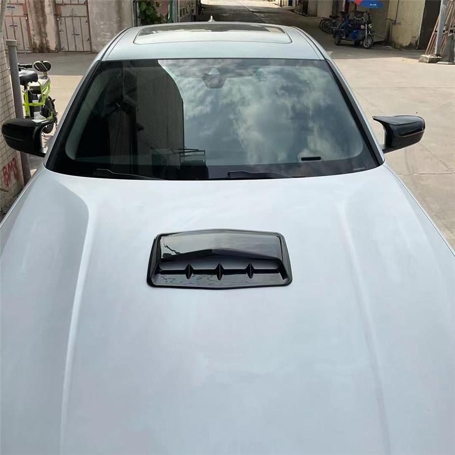 Carbon Fiber Look ABS Car Air Flow Intake Hood Shark Fins Scoop Vent Bonnet Decorative Cover Universal