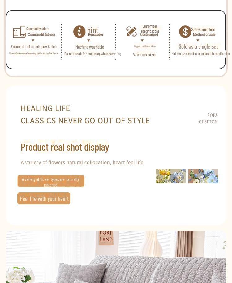 Corduroy Sofa Cushions: Non-Slip, Dirt-Resistant, Pastoral Style 2025 Sofa Covers for a Fresh, High-End Look