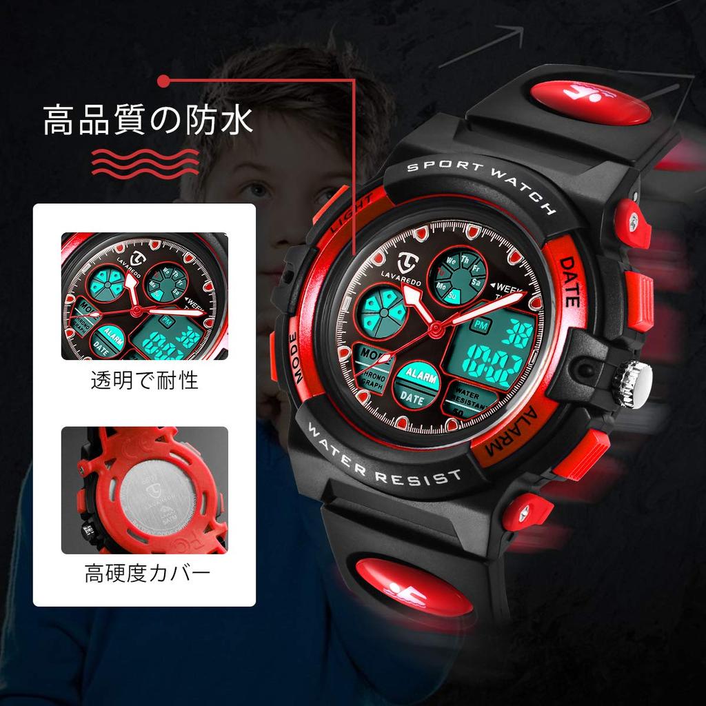 Часы для мальчиков, спортивные часы для активного отдыха, многофункциональные, водонепроницаемые, с оповещением, датой, днем, двойное время, светодиодный аналоговый дисплей, для девочек и мальчиков, цифровые часы для детей