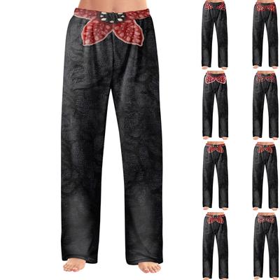 Женские пижамные штаны, одежда для сна, повседневные брюки с эластичной резинкой на талии, удобные прямые свободные брюки для йоги