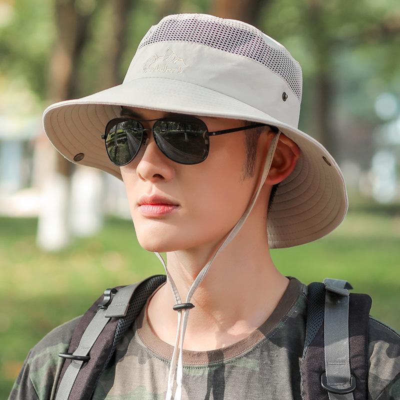 Hat Men's Summer Breathable Fisherman's Hat Outdoor Large Brimmed Sun Hat Cycling Face Covering Sunshade Hat Breathable Fishing Hat