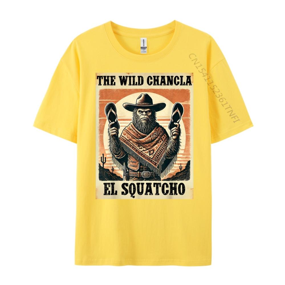 Funny Mexican Bigfoot El Squatcho The Wild Chancla Men's T-Shirts High Quality Vintage