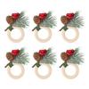 6pcs Pine Cone Napkin Ring Xmas Table Decoration Pine Cones Xmas Napkin Holder for Xmas Wedding Birt