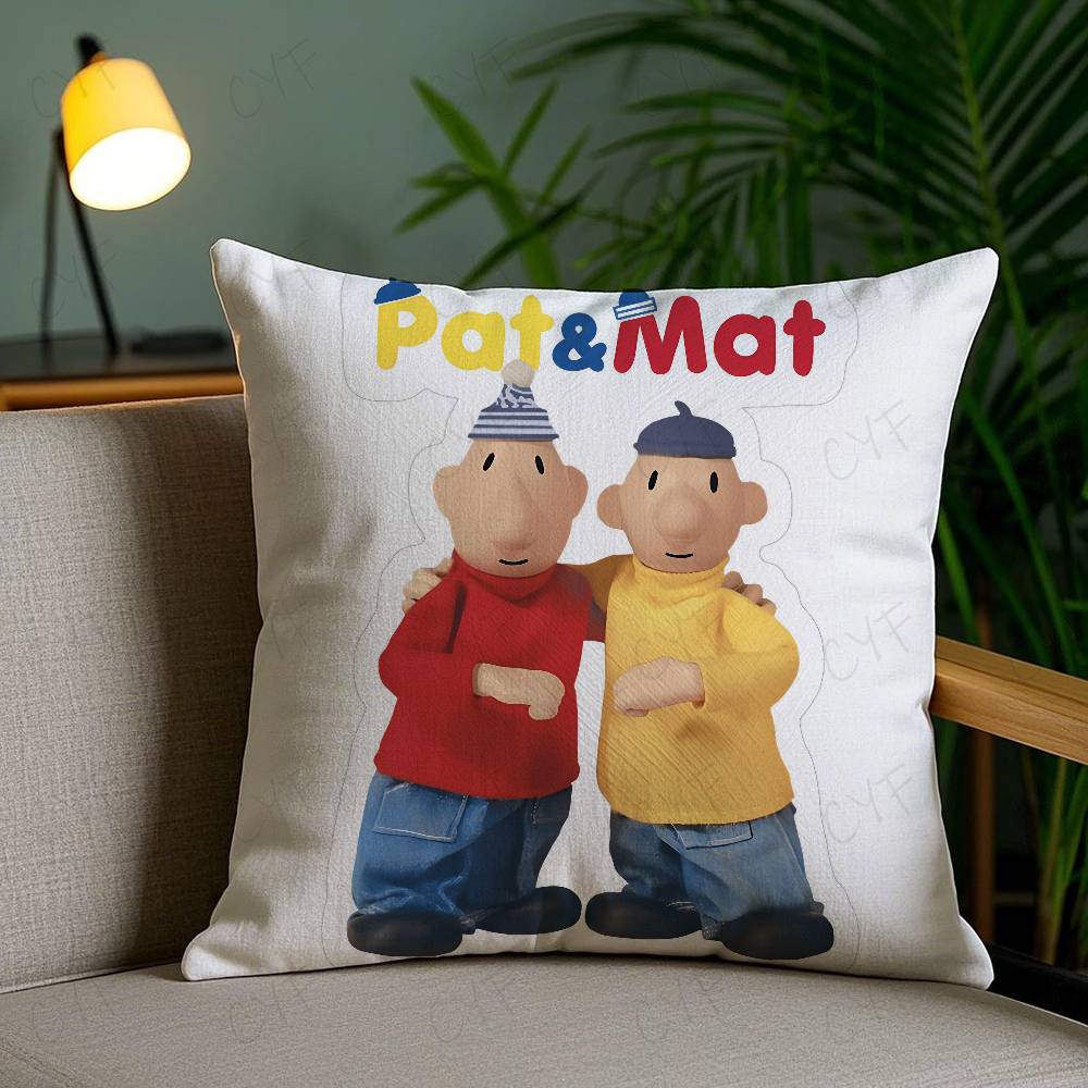 Кавайная Мультяшная Наволочка P-Pat & M-Mat с Аниме-Принтом, Наволочка из Щипаного Флиса, Нежная как Кожа Младенца, Экологичная Сублимационная Печать