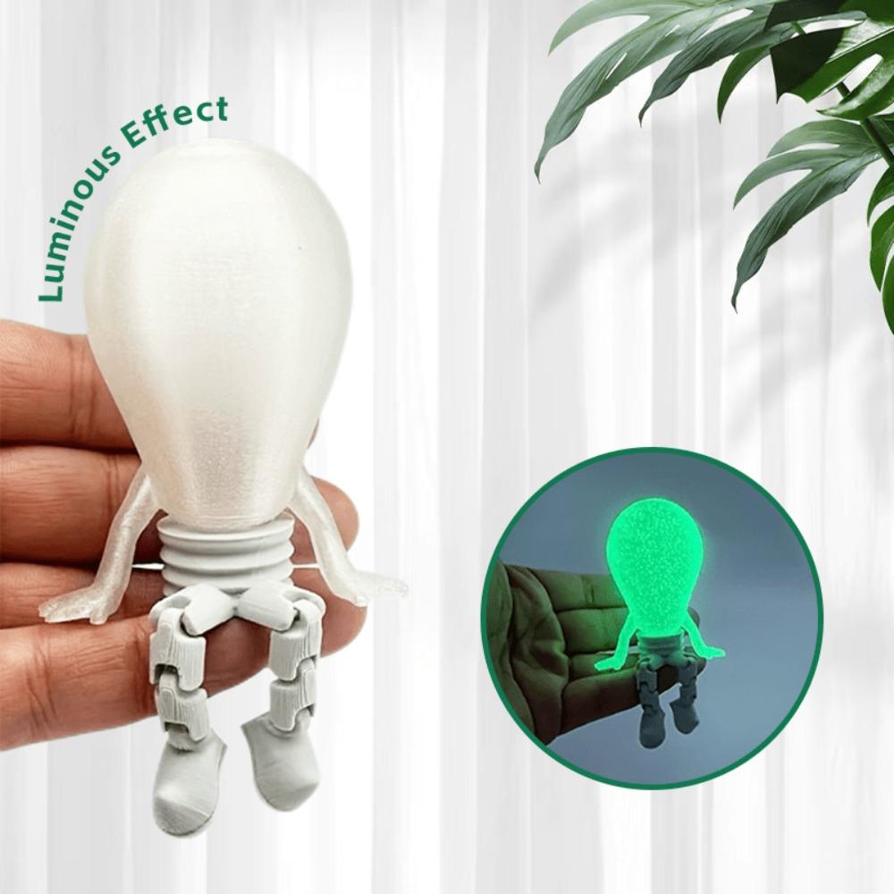 Plastic Luminous Sitting Figure Glow-in-the-Dark Mini Bulb Statue Car Interior Decor