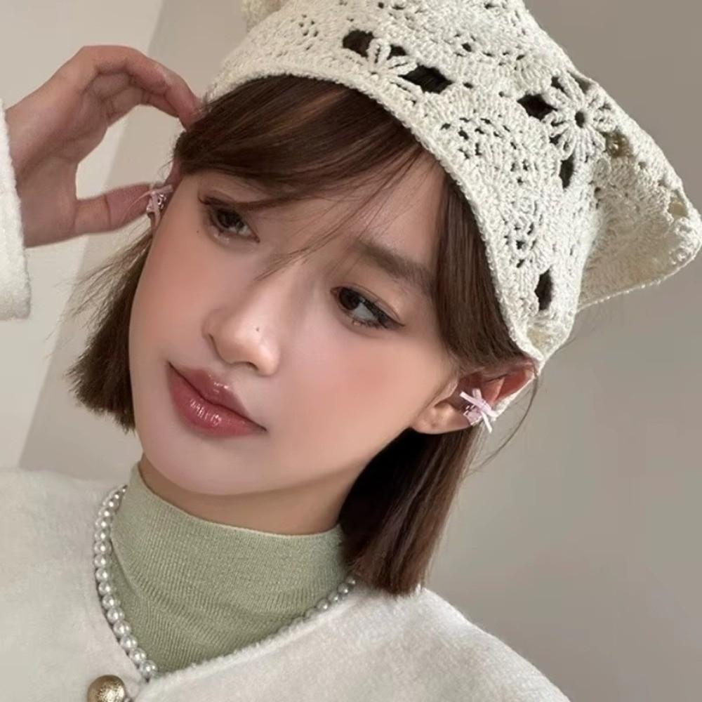 Pastoral Style Triangle Turban French Hollow Out Hair Band Retro Women Hair Scarf Summer