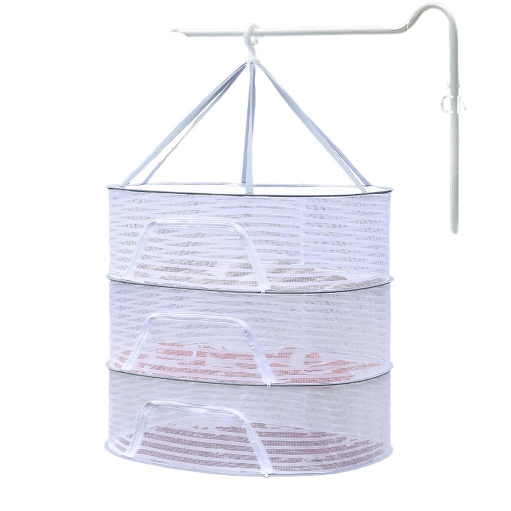 Складная сетчатая корзина для сушки 1-3 слоя, ветрозащитная молния, сушилка для рыбы и фруктов, большая емкость, держатель для сушки для помещений и улицы