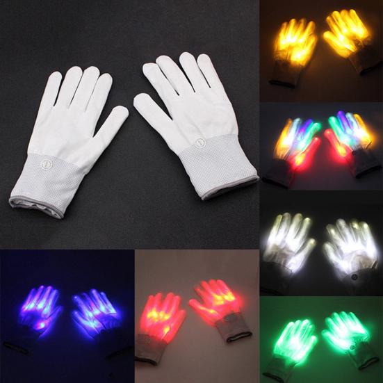 1Pair LED Light Up Hand Finger Gloves Halloween Christmas Costume Dance Decor