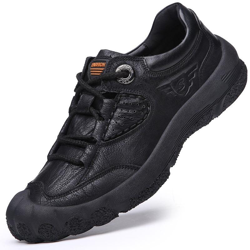 Casual Leather Shoes Men's Spring New Trend Lightweight Outdoor Sports Mountaineering Shoes Non-slip Hiking Shoes Men