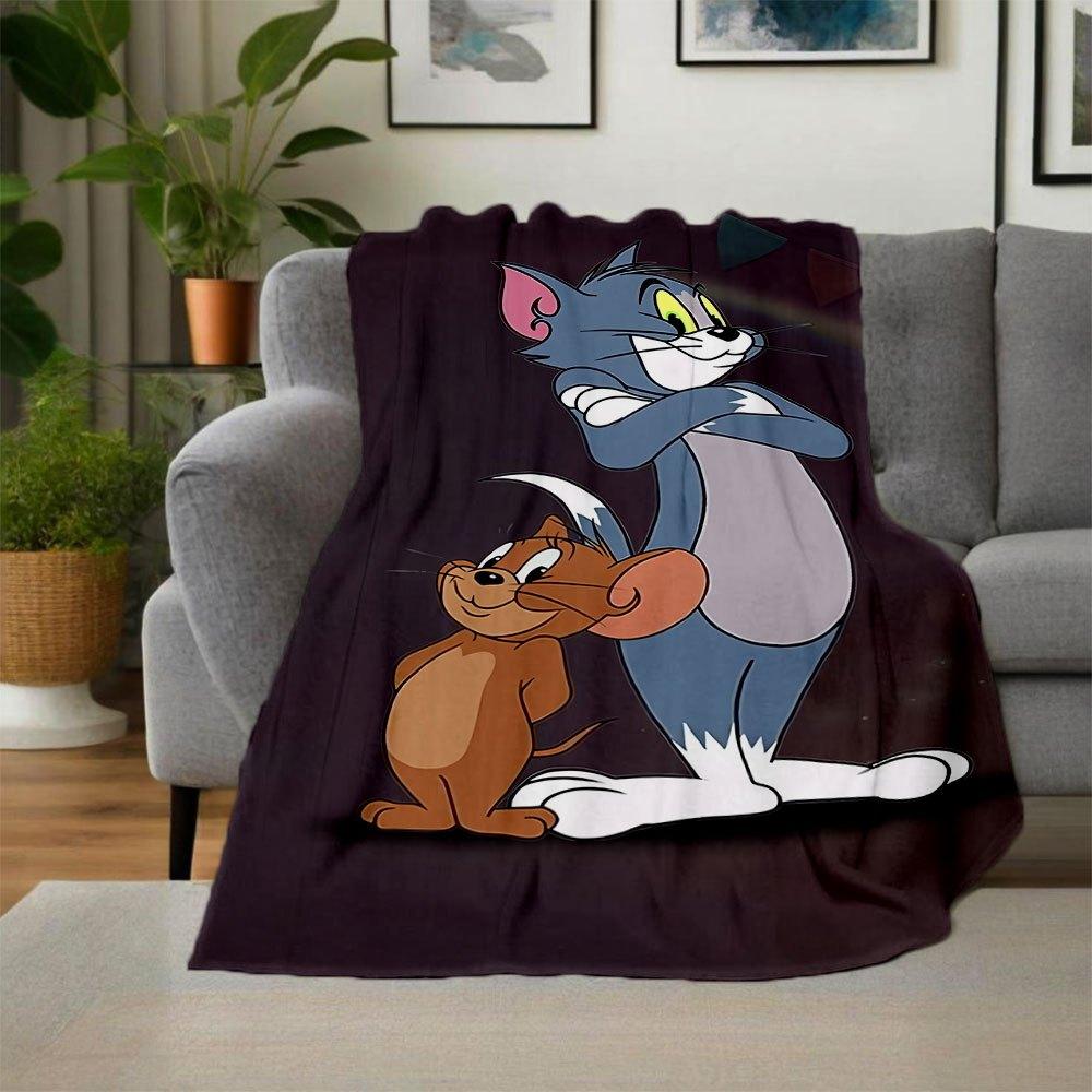 Tom and Jerry Cartoon Poster PrintBlanket Flannel Throw Blanket for Sofa, Bed, Travel, Camping, Office