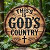 God's Own Country Round Metal Wreath Sign 8x8 Inch Rust-Resistant and Water-Resistant Perfect for Home Office or Coffee Shop