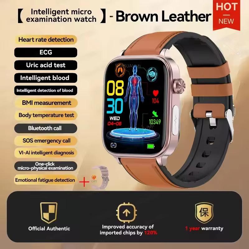 2025 Новые умные часы для здоровья с ИИ-диагностикой для женщин, функция ЭКГ и ВСР, артериальное давление, мочевая кислота, липиды, BT-звонок, умные часы для женщин