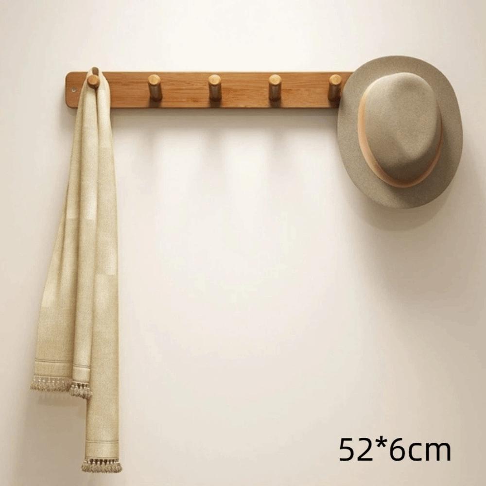 With Hooks Wall Mounted Coat Rack Storage Function Hanging Shelf Wooden Storage Rack Living Room