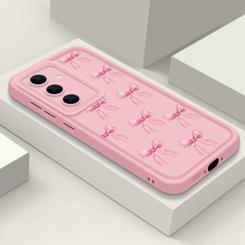 Bowknot Pattern Shockproof Shell Case For Samsung S25 Plus S24 FE S23 Ultra S22 A56 A36 A16 A15 A55 A35 TPU Soft Lens Protection Matte Phone Cover