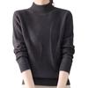 Women's Semi High Neck Sweater Autumn and Winter Solid Color Pullover  Long Sleeved Knitted Sweater