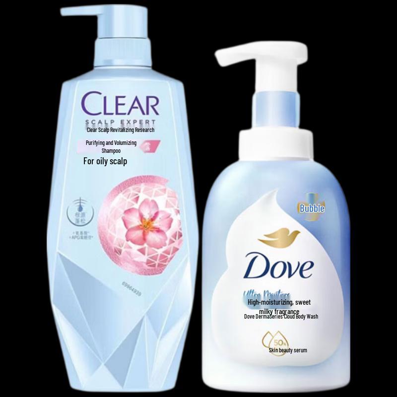 Clear Scalp Purifying Shampoo & Dove Deep Moisture Body Wash Bundle