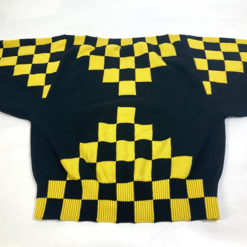 Louis Vuitton apparel checkerboard knit Long sleeve sweater Yellow x Black