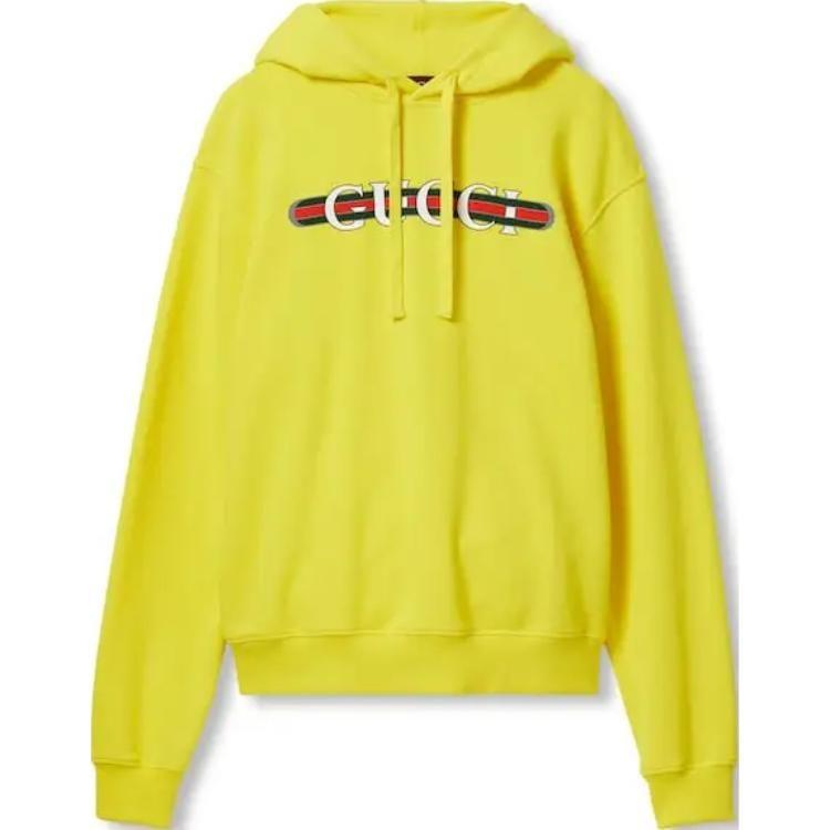 Gucci Толстовки Мужские Желтые С Капюшоном Несъемные Средней Плотности 788086-XJGKR-7218