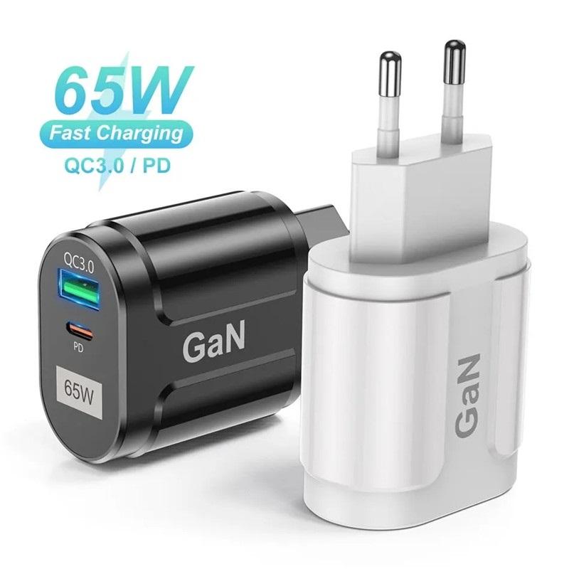 65 Вт GaN USB C зарядное устройство для быстрой зарядки KR AU EU US UK Plug PD USB-C Type C быстрое зарядное устройство для iPhone 15 Xiaomi SamsungS22 Macbook