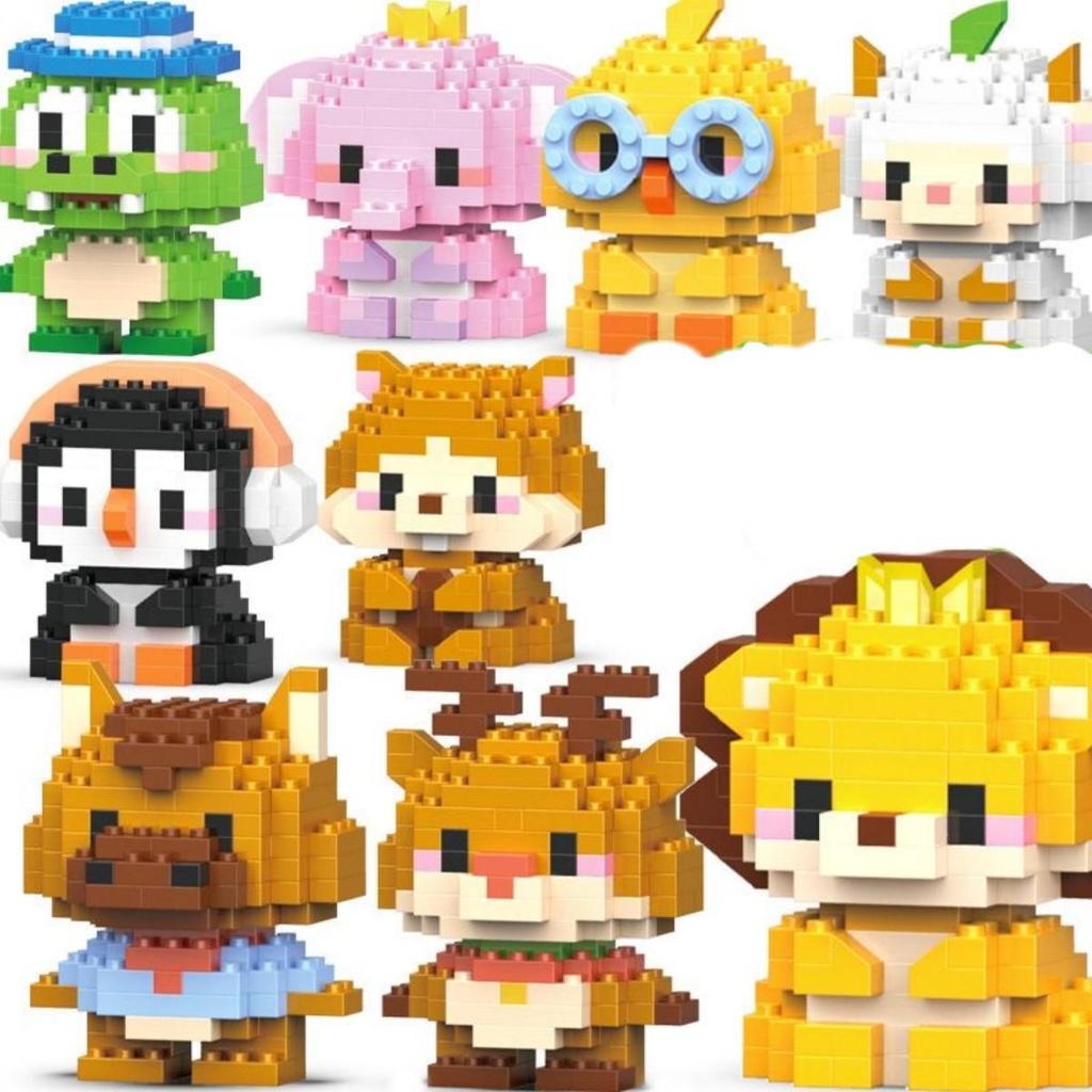 Cute Little Animal Lion Penguin Tiger Children's Micro Particle Building Block Toy