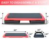 110cm Exercise Aerobic Step Platform, Adjustable Height Workout Step with 4 Risers, Aerobics Stepper for Home Gym Cardio Strength & Training (Red)