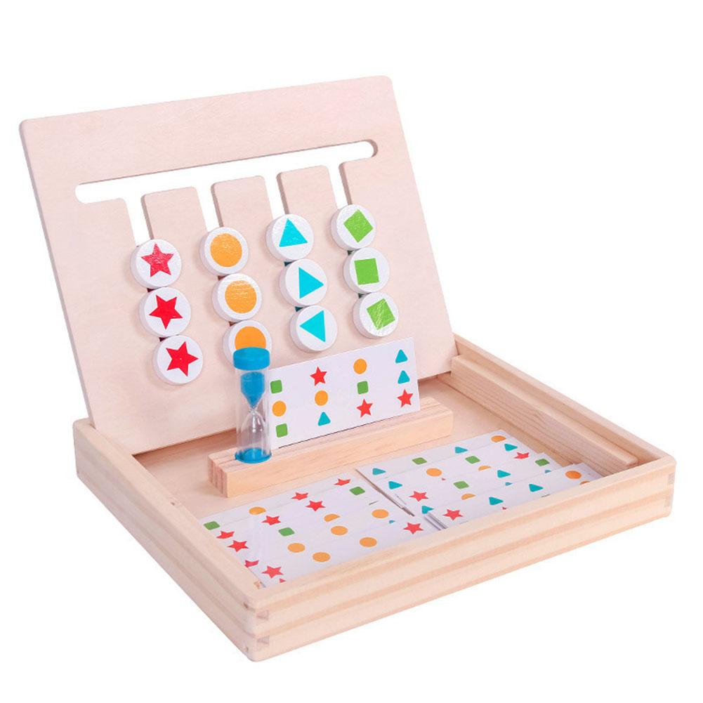 Kids Wooden 4 Colors Game Board Logic Thinking Orientation Training Blocks Early Learning Toy