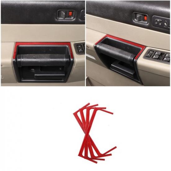 Red Carbon Fiber Inner Door Handle Frame Sticker Trim For Hummer H2 2003-2007