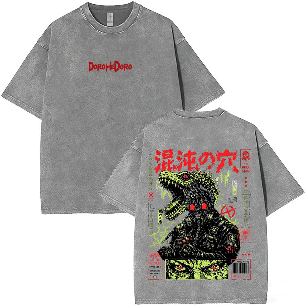 Anime Dorohedoro Kai En Vintage Washed T-shirt Cool ga Oversized T-shirts 's Clothing Gothic Horror Tee Shirt