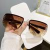Outdoor Rimless Square Sunglasses Women Men Colorful Minimalist Sun Glasses Mirror Gradient Colors Designer Brand Fashion