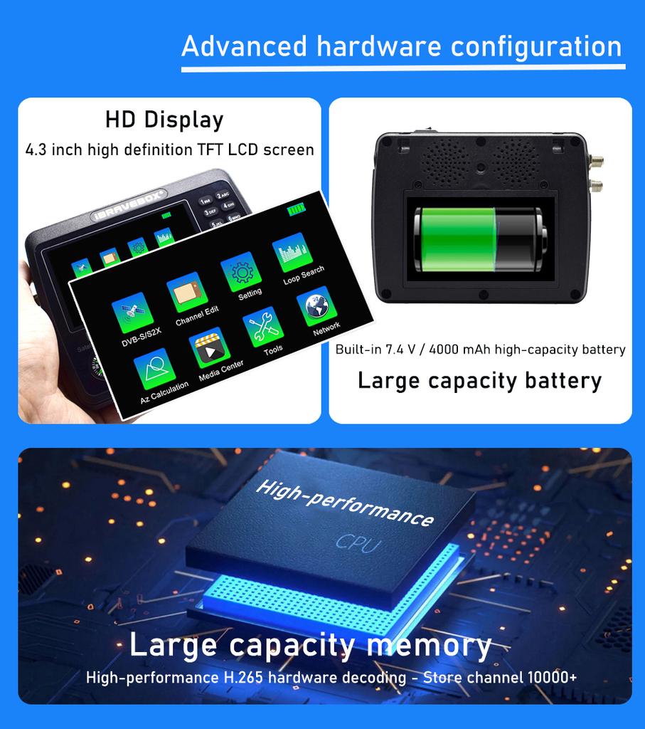 IBRAVEBOX V10 Finder Max+ HD Поиск сигнала спутникового телевидения DVBSS2S2X Цифровой портативный измеритель сигнала