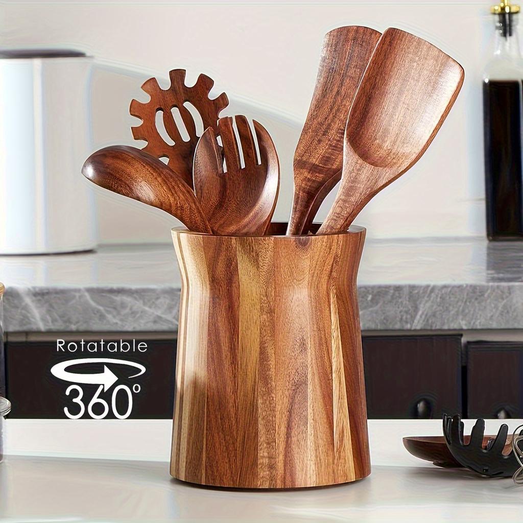 Xylon Kitchen Organizer Box Natural Solid Material Neat Storage for Cooking Tools Storage