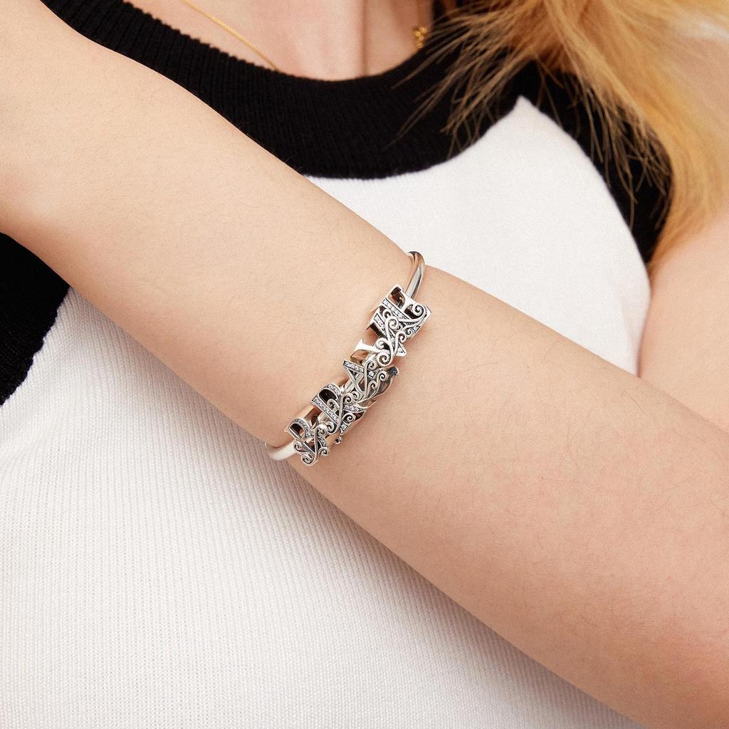 Bamoer Authentic 925 Sterling Silver Vintage Letter A To Z Zircon Bead Charms Fit Original Charm Bracelets DIY Jewelry