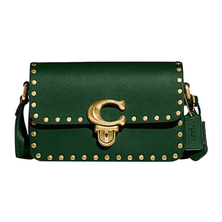 COACH Studio Cow Leather Crossbody Bag, Shoulder Bag Small Women's Green CC384-B4CZS