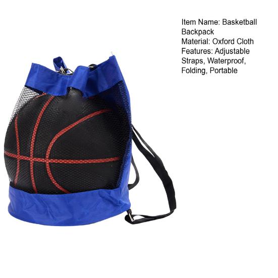 Basketball Backpack Half Net Drawstring Mouth Storage Ball Portable Adjustable Straps Backpack