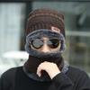 Winter Knitted Hat Men's Velvet Warm Scarf Integrated Hat Thickened Wool Cover Hat Women's Parent-child Hat