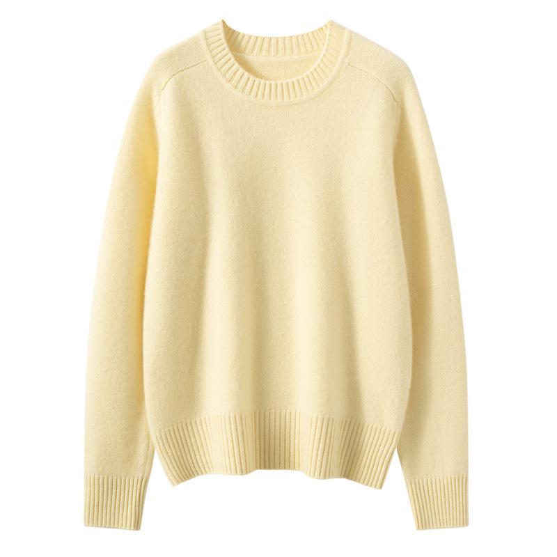 Women's Loose Fit Round Neck Cashmere Sweater - Autumn/Winter Versatile Knitwear