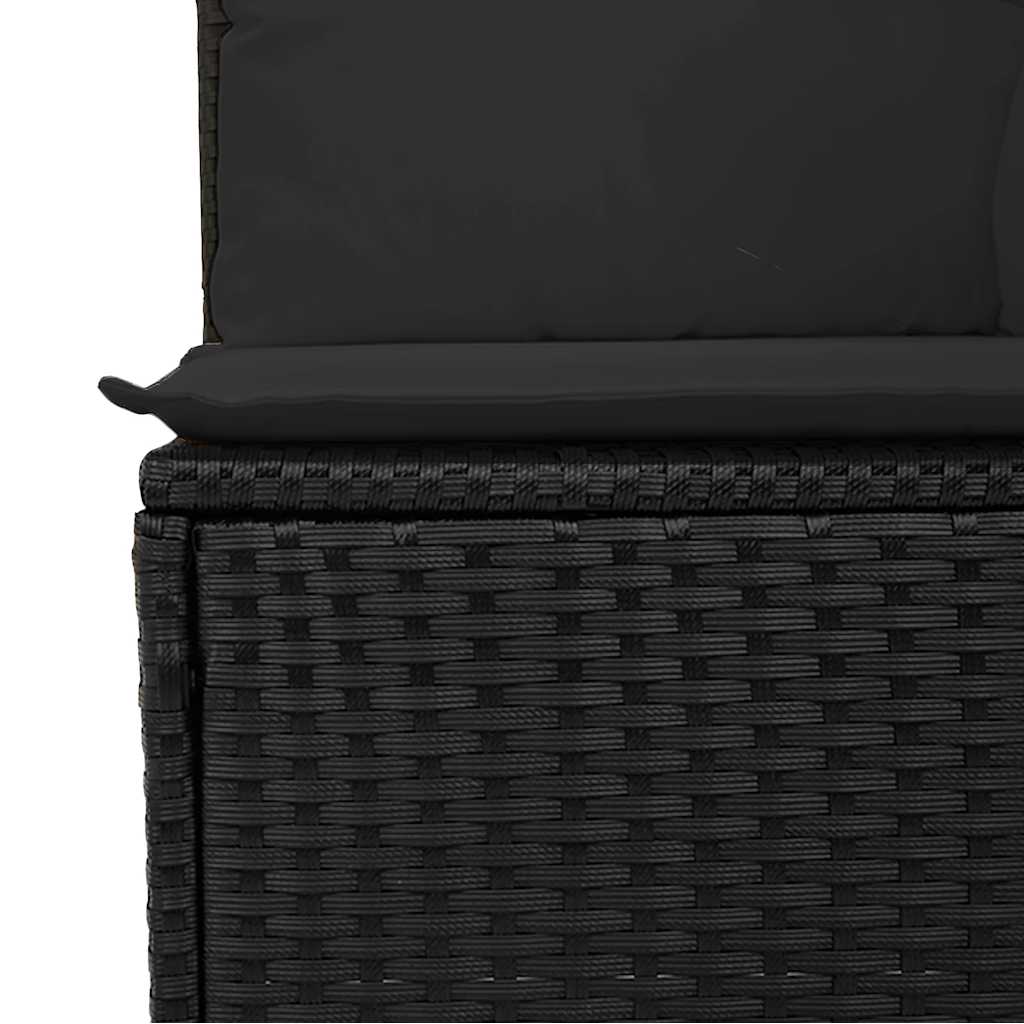 Vidaxl Sofa Ogrodowa Z Poduszkami, 3-Osobowa, Czarna, Polirattan