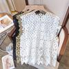 2024 New Knitting Lace Vest T-Shirt Women O-Neck Hollow Summer Style Basic Tops Tees Loose Clothing 252