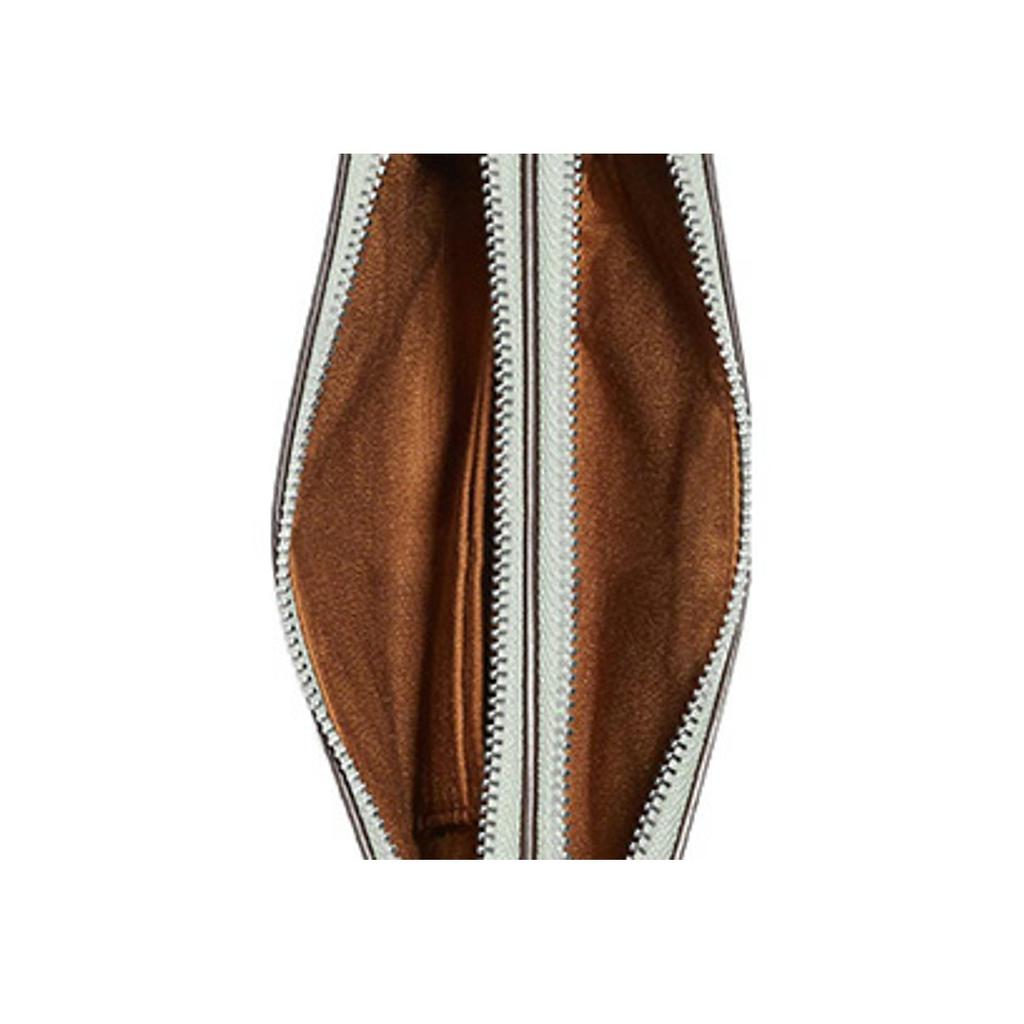 New COACH Corner Zip Canvas Wrist Bag Clutch Trumpets Women's Brown 87591-SVV7Q