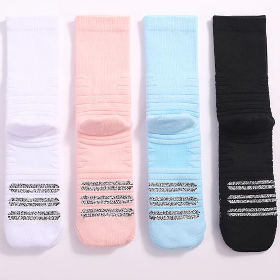 Athletic Crew Socks Stretchy Cushioned Sports Socks Breathable Compression Socks with Non-Slip Soles for Running Basketball Workouts