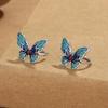 Blue Cloisonne Butterfly Clip On Earrings for Women Elegant Lightweight Fashion Accessories